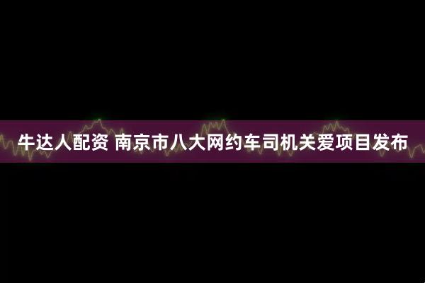 牛达人配资 南京市八大网约车司机关爱项目发布